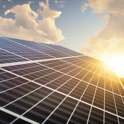 panoramic - solar panel at sunset panoramic - solar panel at sunset
